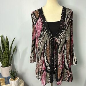 ❄️ Dressbarn 3/4 Bell Sleeve Layered Top Size 2X